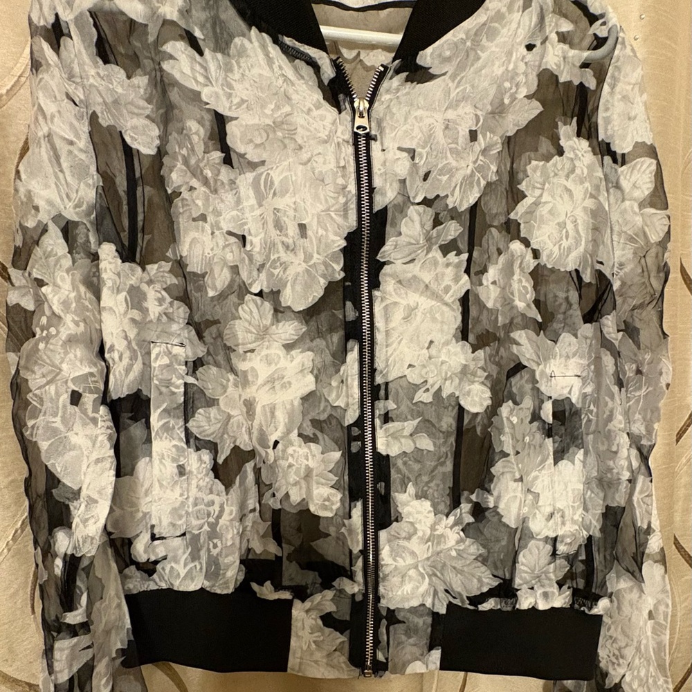 Rebecca Elliot Floral Sheer Women's Jacket - Black and White